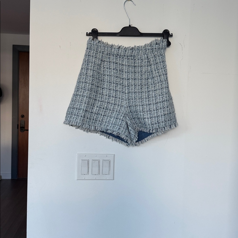 Cinq à Sept Light Blue Tweed Shorts